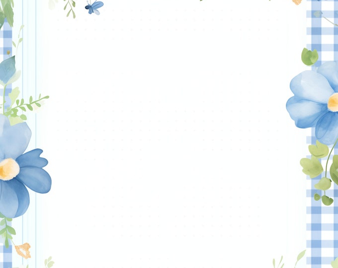 Blue Gingham Digital Papers/Backgrounds for Instant Download