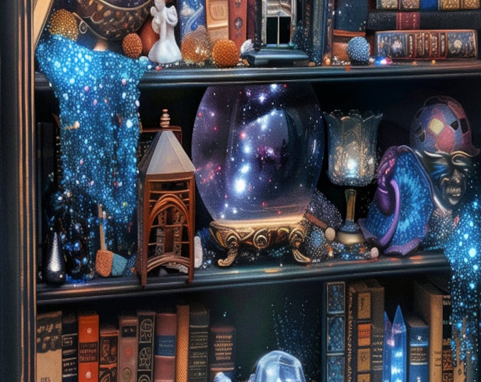 Four Magical Bookshelf Bookmarks--Instant Download Print at Home--Use "As Found" or for Crafting!