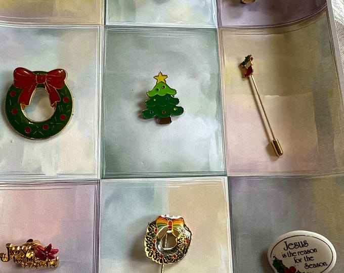 Selection of Vintage Christmas Pins, Sold Separately