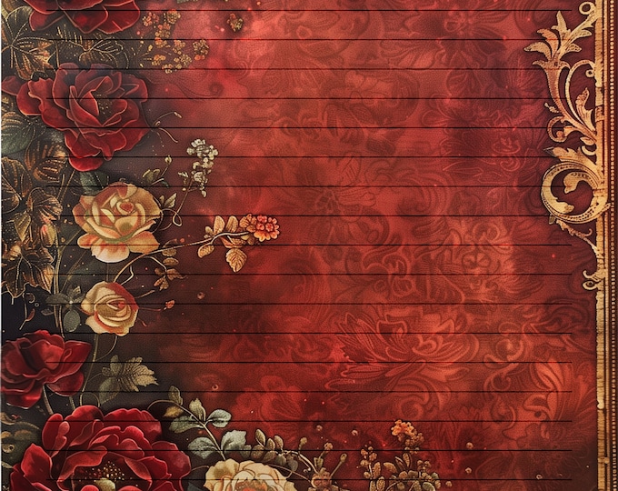 Five Beautiful July Ruby Writing/Journaling Papers to Download and Print at Home, 8.5 x 11
