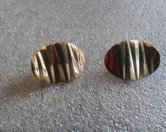 Goldtone Metal Oval "Potato Chip" Clip On Earrings