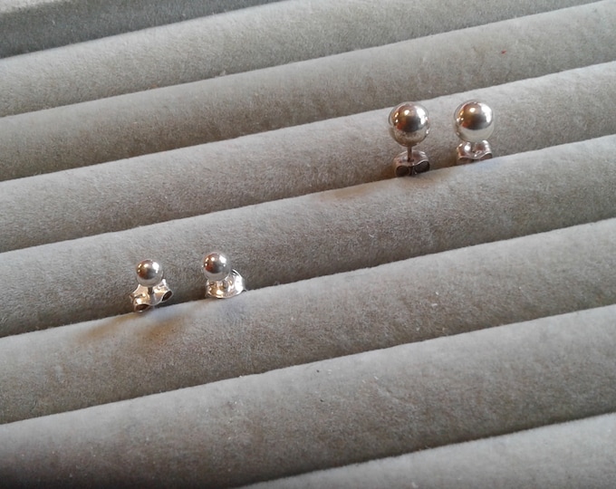 Sterling Silver Ball Studs, Two Sizes Available, 3mm and 5mm, 925