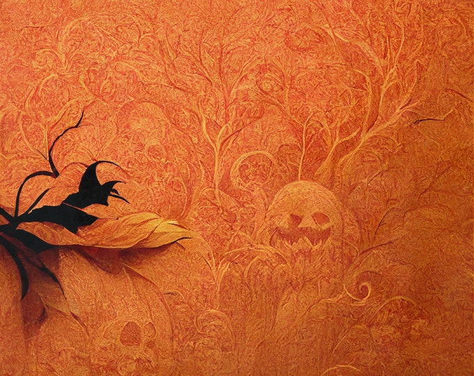 Dreamy Autumn Halloween Orange Background Papers, 12 x 12, Instant Download