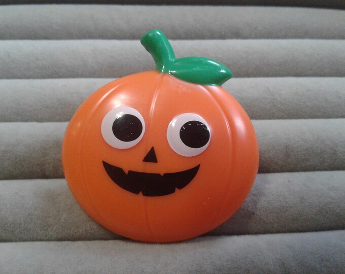 Hallmark Plastic Cartoonish Pumpkin Pin, Signed, China