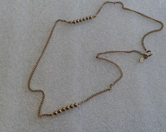 Avon Goldtone Bead and Chain Necklace, Signed