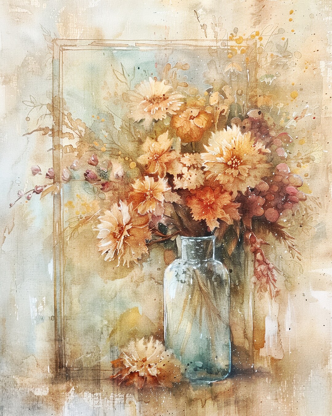 Autumn Bouquet Digital Prints, Instant Download, Set of Three - Etsy