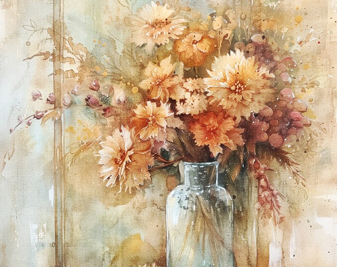 Autumn Bouquet Digital Prints, Instant Download, Set of Three