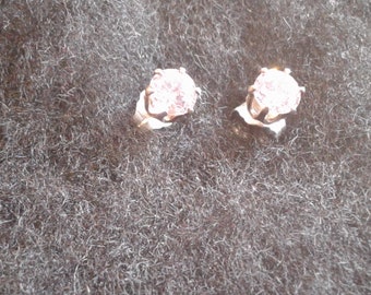 Boucles d'oreilles en argent sterling avec zircons cubiques roses, 925