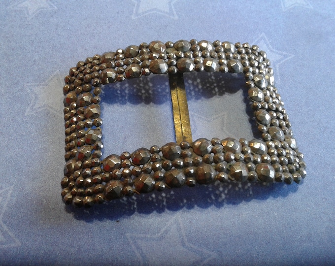 Late Victorian or Edwardian Cut Steel Belt Buckle