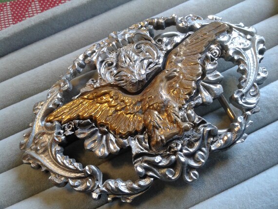 EJC 1998 Brass Eagle on Diamond Cut Foliate Motif Pewter Belt