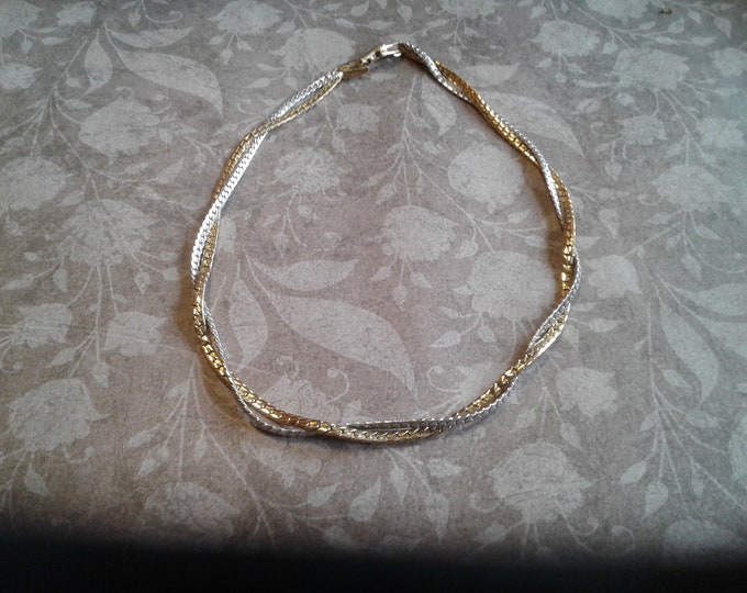 Avon Interwoven Duotone Herringbone Chain Choker, Signed