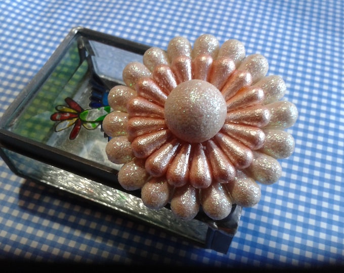 Iridescent "Frosted Sugarplum" Floral Brooch in Shades of Peach