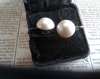 Marvella Faux Pearl Button Clip On Earrings, Signed, Two Styles Available