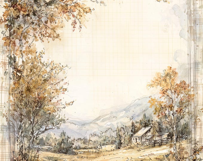 Four Mountain Dreams Bordered Digital Papers/Backgrounds for Instant Download