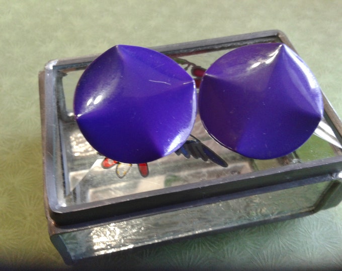 Purple Painted Metal "Potato Chip" Post Back Earrings