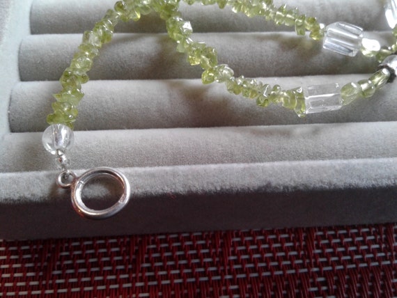 Sterling Silver, Peridot Chip, and Crystal Vintag… - image 4