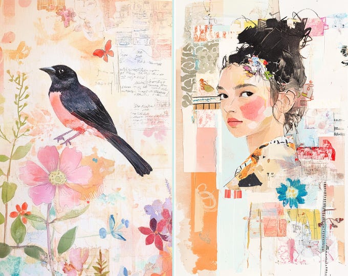 Brilliant Spring Junk Journal Pages to Print at Home-- 10 Pages-- 5 Sheets