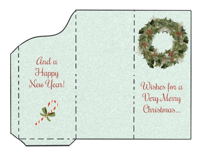 Holly and Ivy Wreath Money Holder Greeting Card Instant Download