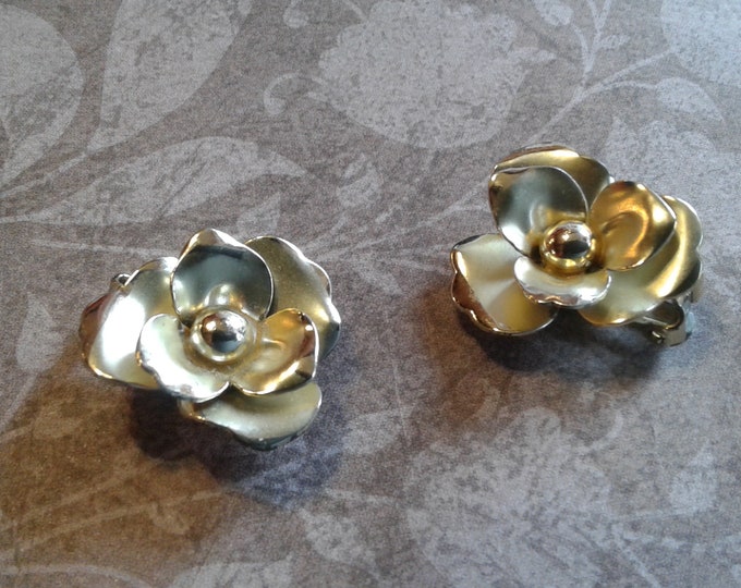 Coro Goldtone Open Flower Earrings, Signed