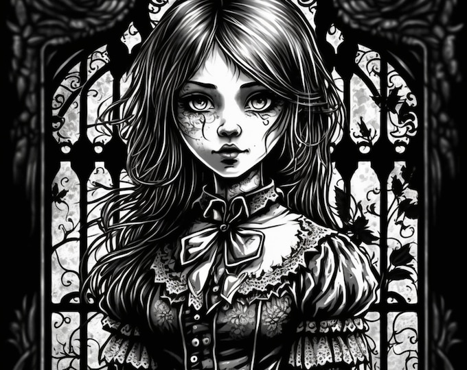 Five Gothic Beauties Coloring Sheets for Instant Download