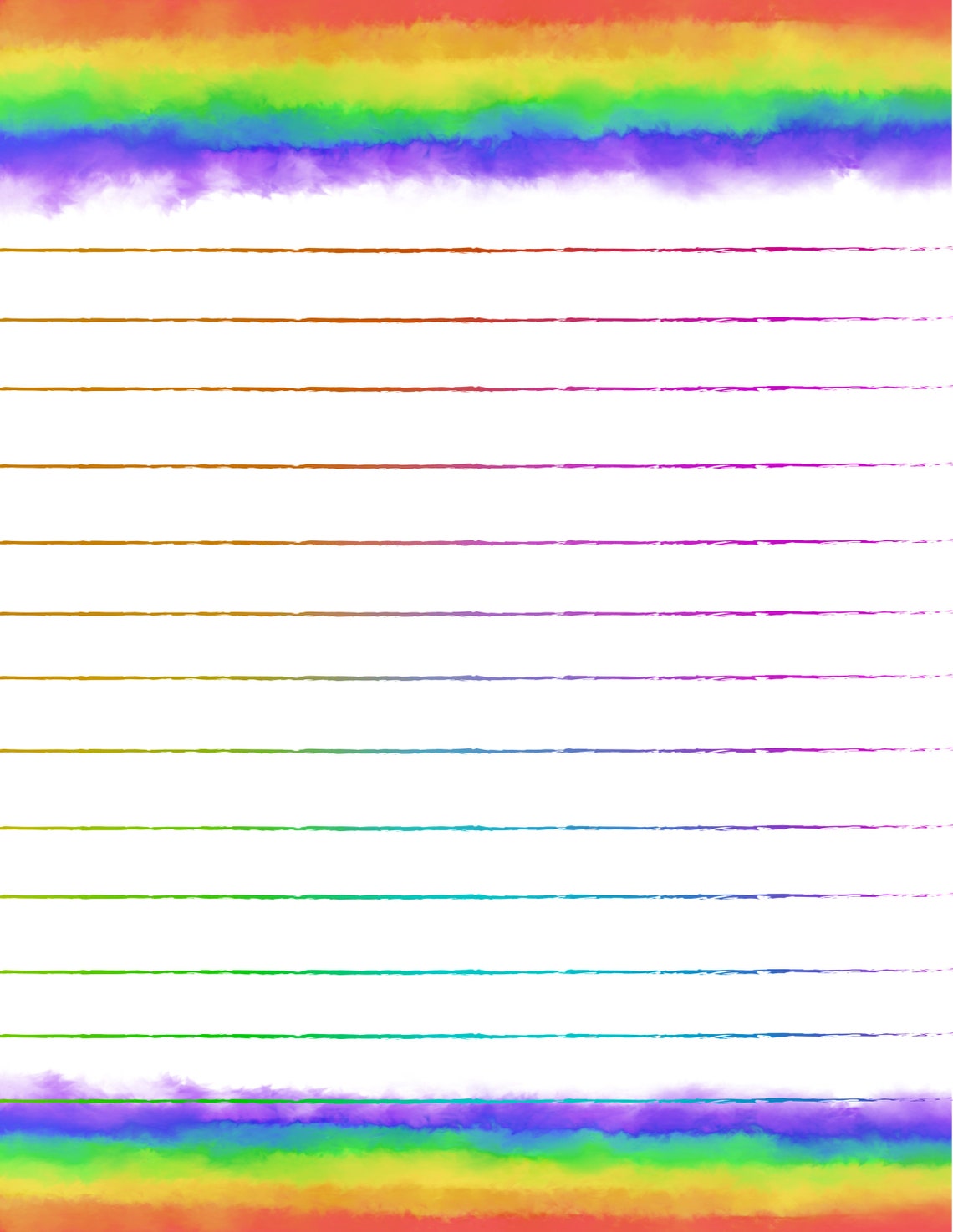 Rainbow Stripe Lined and Unlined Writing Papers/stationery for Instant ...
