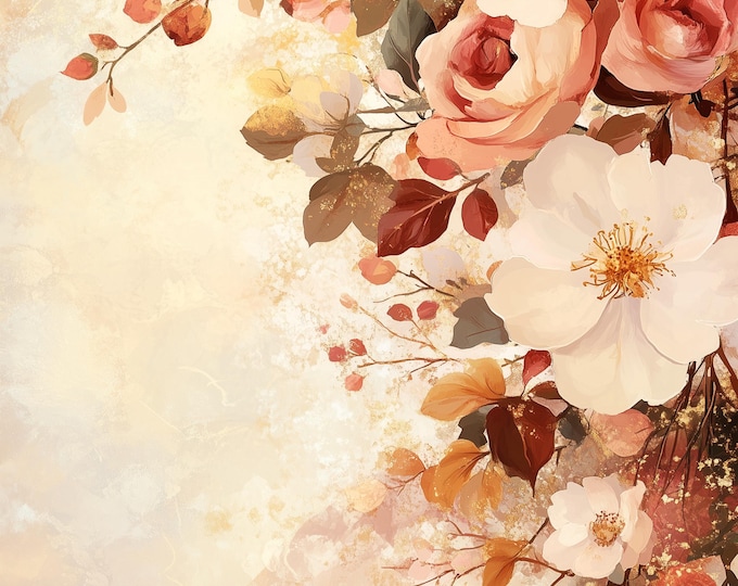 Bountiful Blossoms Background/Journaling Papers to Use Digitally or Print Yourself, Instant Download