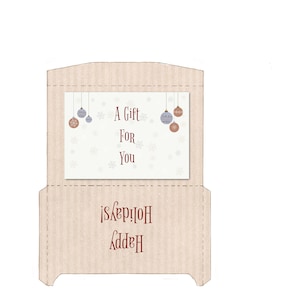 Happy Holidays Adornos neutros en papel kraft Tarjetero para tarjetas de regalo con impresión y plegado