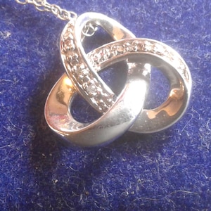 Kay Jewelers Sterling Silver and Diamond Trinity Knot Pendant on 18&quot; Chain, Marked JWBR, 925, India