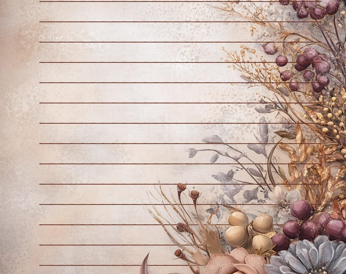 Midnight Garden Autumn Themed Lined and Unlined Writing Papers, Two Designs