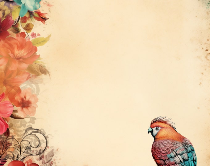 Beautiful Birds Bordered Digital Papers/Backgrounds for Instant Download