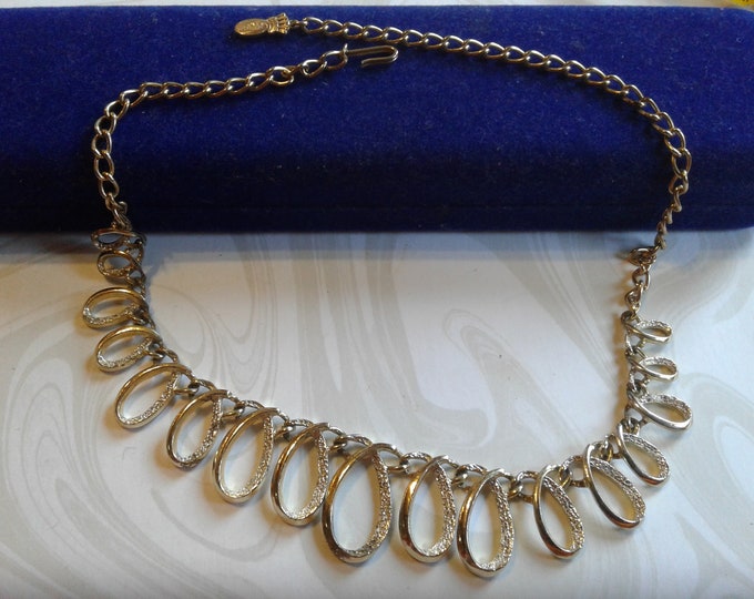 Emmons Goldtone Ribbon Loop Choker with Hook Closure, Signed
