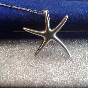 Pingente grande de estrela do mar em prata esterlina em corrente de prata esterlina italiana, 925