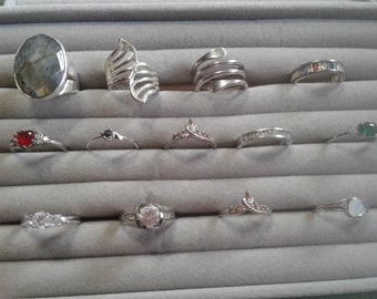 Assorted Vintage Silvertone Fashion Rings in Size 9, Your Choice