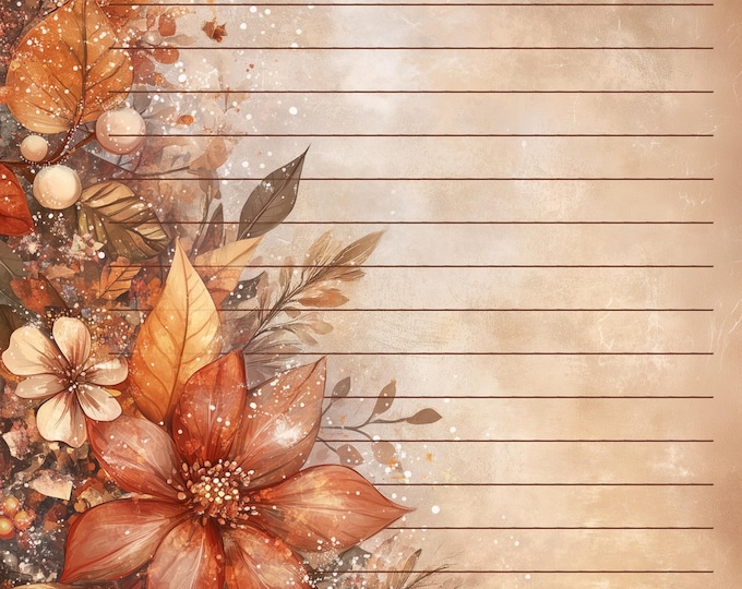 Late Autumn Themed Lined and Unlined Writing Papers, Two Designs
