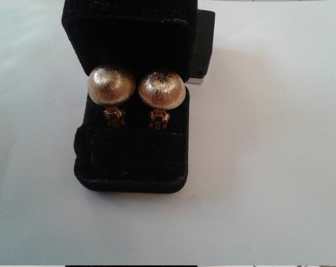 Domed Brushed Goldtone Napier Clip On Button Earrings, Signed