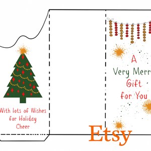 Um presente para você Feliz verde e vermelho em fundo branco Imprimir e dobrar porta-dinheiro Cartão de felicitações de Natal Download instantâneo