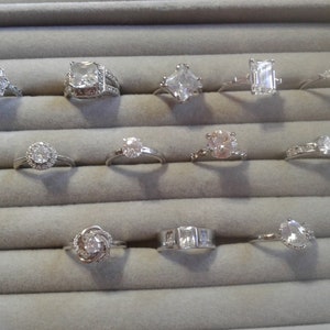 Vintage Silvertone Cubic Zirconia Engagement Ring - Your Choice