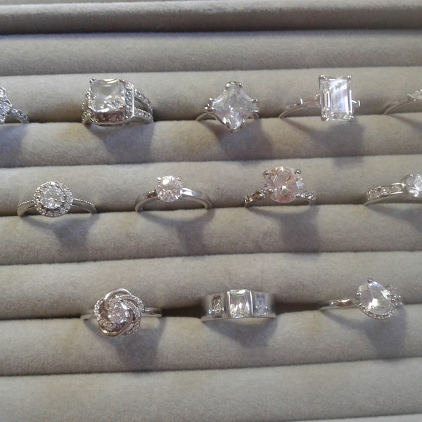 Selection of Stunning Cubic Zirconia Solitaire Engagement Rings in Silvertone, Your Choice