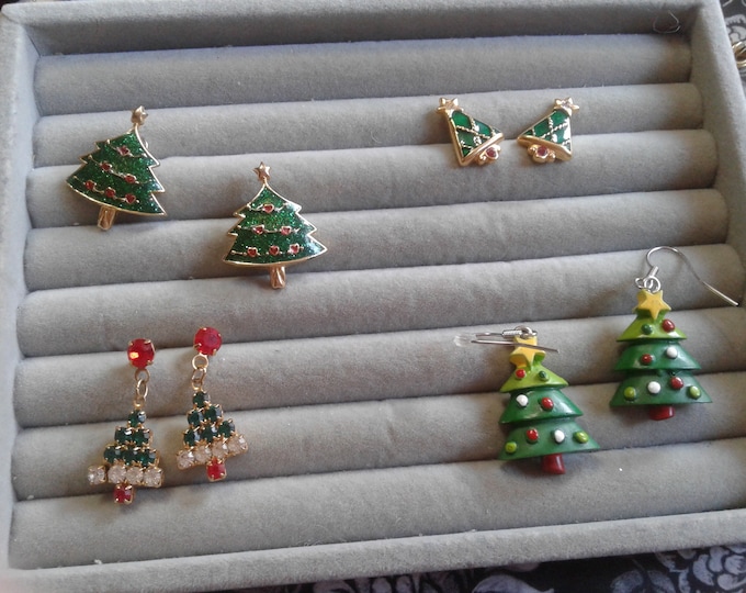 Your Choice, Vintage Novelty Christmas Tree Earrings