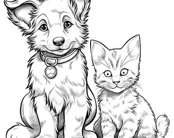 kitten puppy coloring pages
