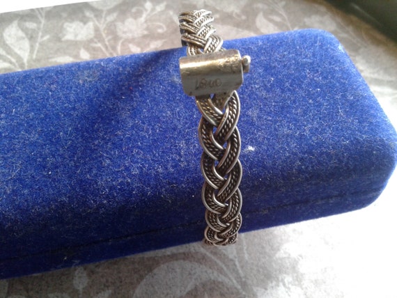 Late Georgian Silver Braided Bracelet with Pin Ca… - image 1