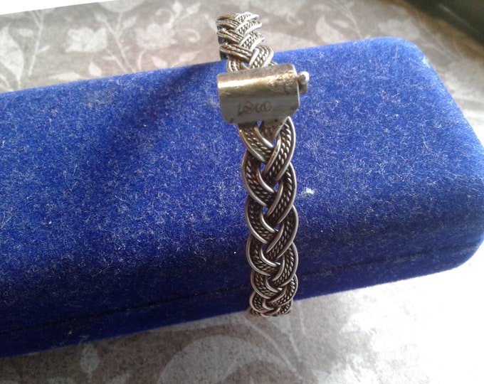 Late Georgian Silver Braided Bracelet with Pin Catch, Dated 1800