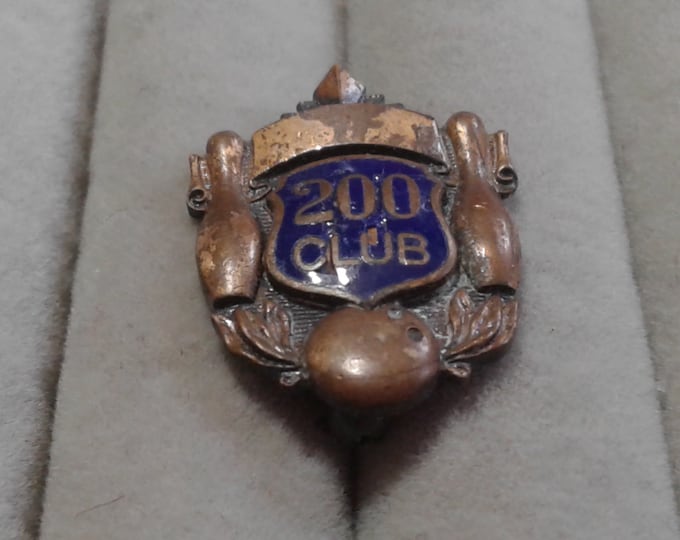 Bronzetone and Blue Enamel 200 Club Pin with Pins and Ball