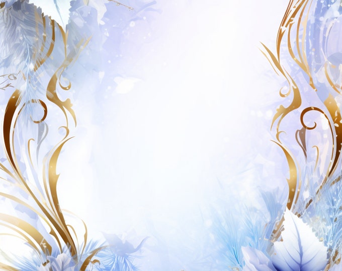 Five Beautiful Blue and White Winter Background/Writing Papers to Download and Print at Home, 8.5 x 11