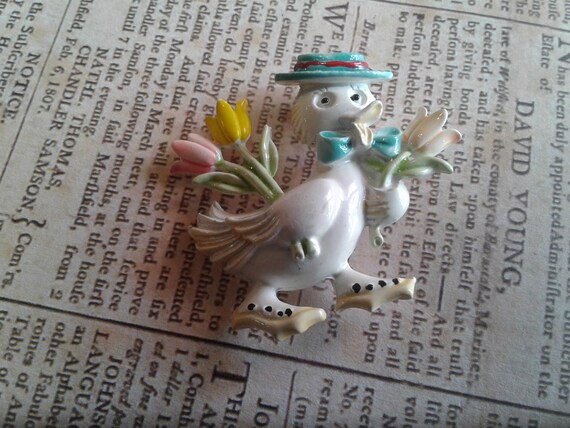 Multicolor Pastel Enamel Springtime Easter Duck w… - image 2