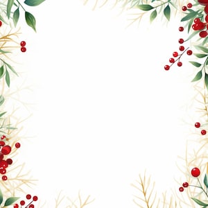 Cinco fondos/papeles digitales bordeados de vacaciones de invierno navideñas de decoración de la naturaleza para descarga instantánea