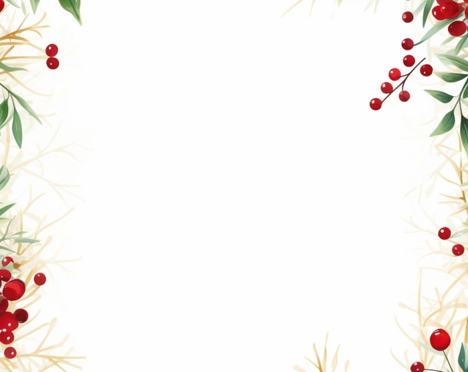 Five Nature' s Decor Christmas Winter Holiday Bordered Digital Papers/Backgrounds for Instant Download
