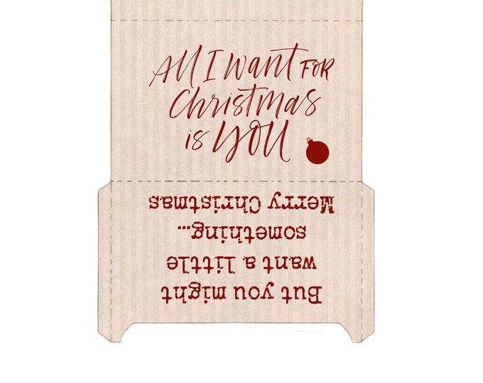 All I Want for Christmas Humorous Rustic Red on Kraft Paper Print and Fold Gift Card Holder