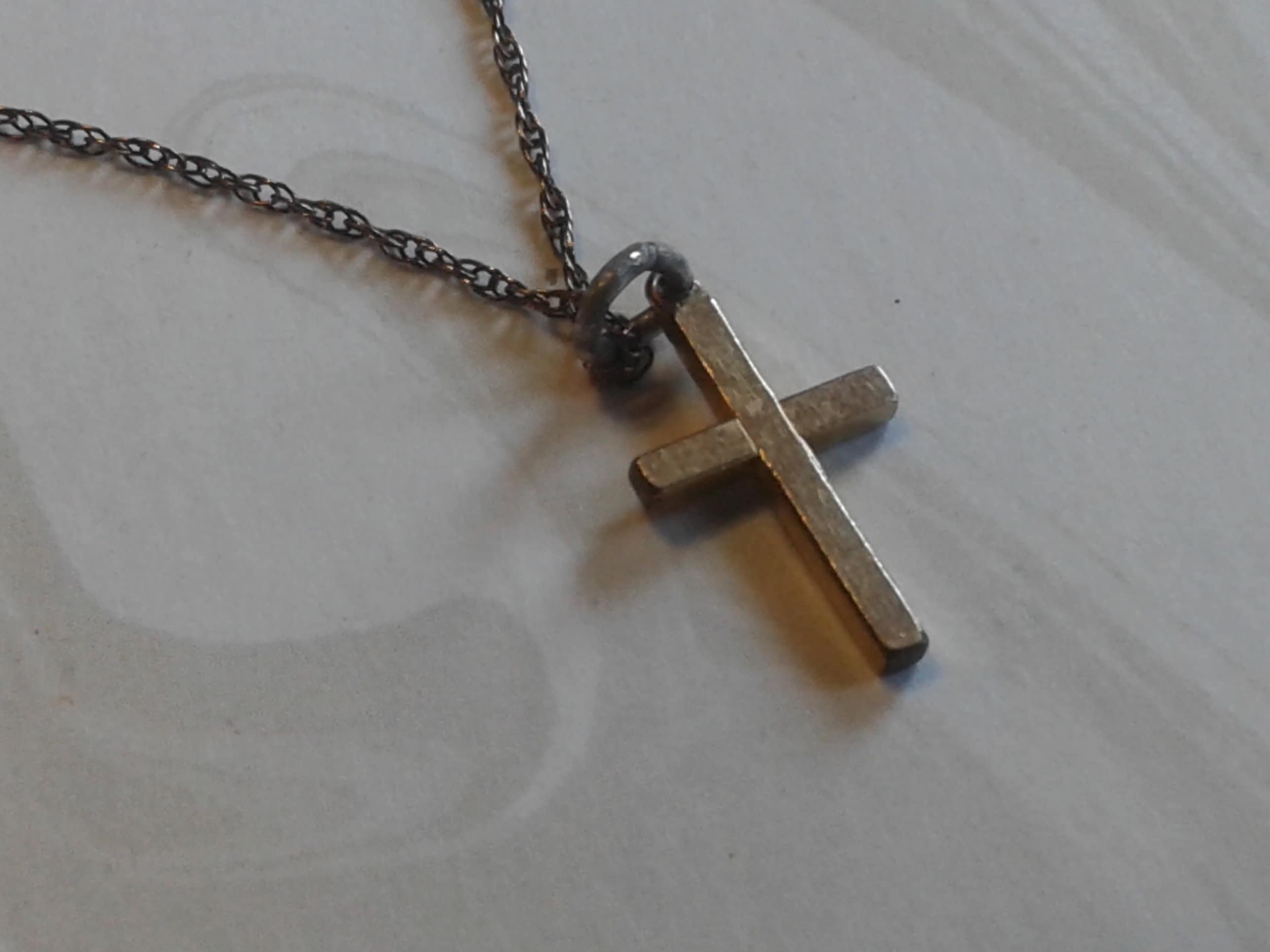 1/20 12K Gold Filled Midentury Small Cross Pendant on a Gold Filled Chain