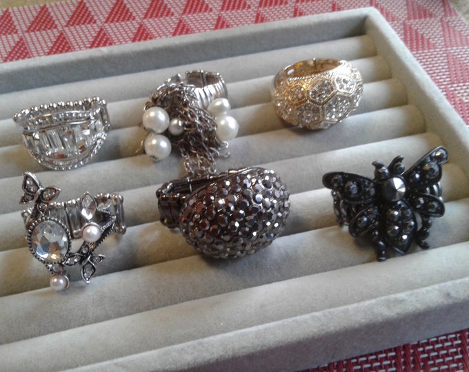 Stretch Fashion Rings, Your Choice, in a Selection of Rhinestone and Faux Pearl Styles
